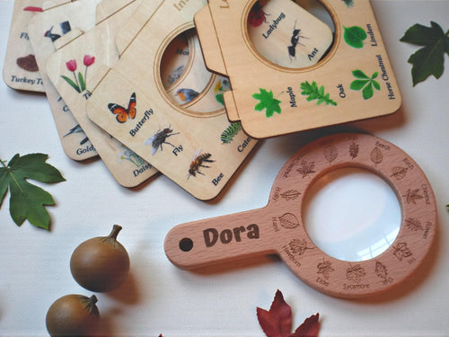 Montessori Wooden Nature Explorer Toy with Magnifying Glass